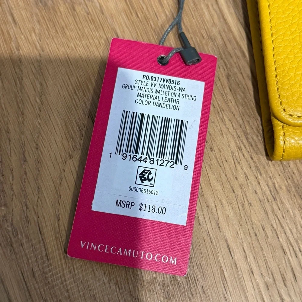 $118 NWT Vince Camuto Dandelion Yellow Crossbody Purse Wallet Chain Leather